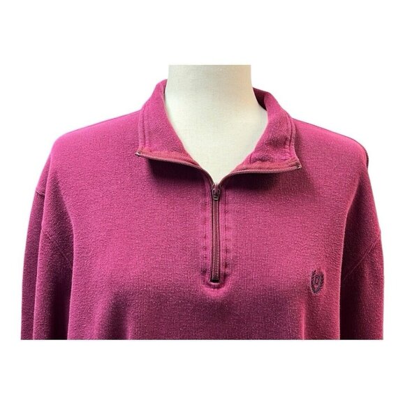 Chaps Mens Quarter Zip Sweater~Size Lrg~Maroon Long Sleeve Layering Shirt L5 16 - Picture 3 of 11